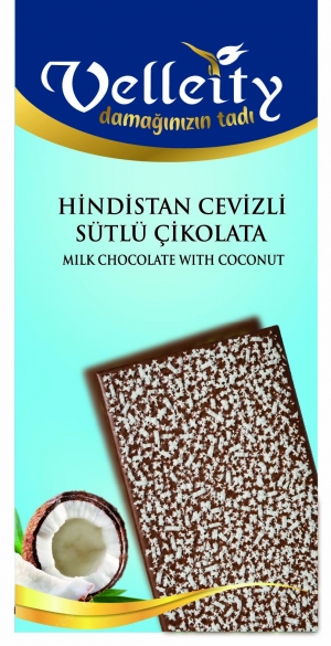 Hindistan Ceviz Parçacıklı Sütlü Çikolata 100g
