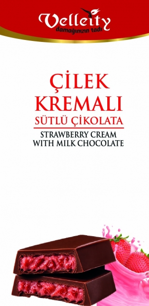 Çilek Kremalı Sütlü Çikolata 25g - 50g - 95g - 200g