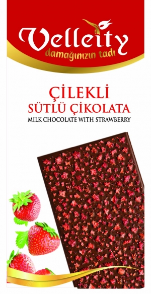 Çilek Parçacıklı Sütlü Çikolata 100g